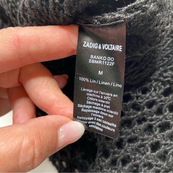 ZADIG & VOLTAIRE Black Linen Crochet Knit Sweater - Picture 15 of 16